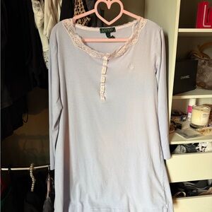 Ralph Lauren Light Lavender Lace-Trim Long Sleeve Tunic